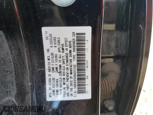 ✅ 2014 Honda Accord EX-L • VIN: 1HGCR2F83EA301005 • Лот: 67222995. Опубликован ранее на Copart с пробегом 92 903 миль. Бесплатный доступ к архиву аукционных продаж из США и подробный отчёт об истории автомобиля на DreamBid. Изображение 12.