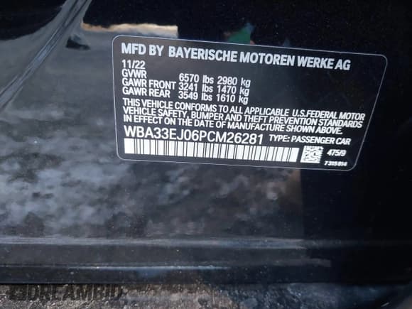 ✅ 2023 BMW 7 Series 760i xDrive • VIN: WBA33EJ06PCM26281 • Лот: 41241314. Опубликован ранее на IAAI с пробегом 26 510 миль. Бесплатный доступ к архиву аукционных продаж из США и подробный отчёт об истории автомобиля на DreamBid. Изображение 9.