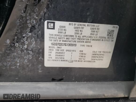 ✅ 2016 Chevrolet Colorado 4WD LT • VIN: 1GCGTCE37G1365919 • Лот: 58335103. Опубликован ранее на Copart с пробегом 74 258 миль. Бесплатный доступ к архиву аукционных продаж из США и подробный отчёт об истории автомобиля на DreamBid. Изображение 15.