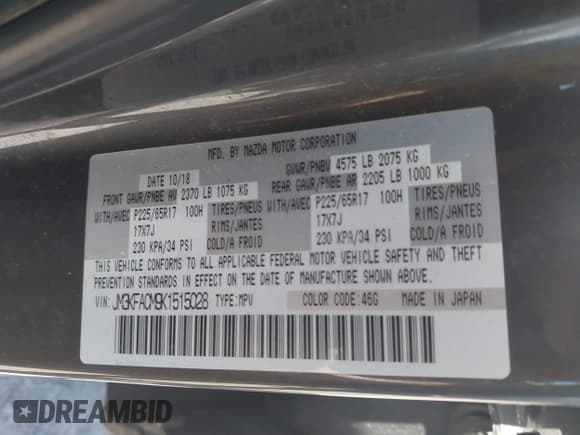 ✅ 2019 Mazda CX-5 Touring • VIN: JM3KFACM9K1515028 • Лот: 43140871. Опубликован ранее на IAAI с пробегом 119 030 миль. Бесплатный доступ к архиву аукционных продаж из США и подробный отчёт об истории автомобиля на DreamBid. Изображение 9.