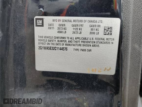 ✅ 2012 Chevrolet Impala LS Retail • VIN: 2G1WA5E32C1144576 • Лот: 82478905. Опубликован ранее на Copart с пробегом 137 358 миль. Бесплатный доступ к архиву аукционных продаж из США и подробный отчёт об истории автомобиля на DreamBid. Изображение 12.