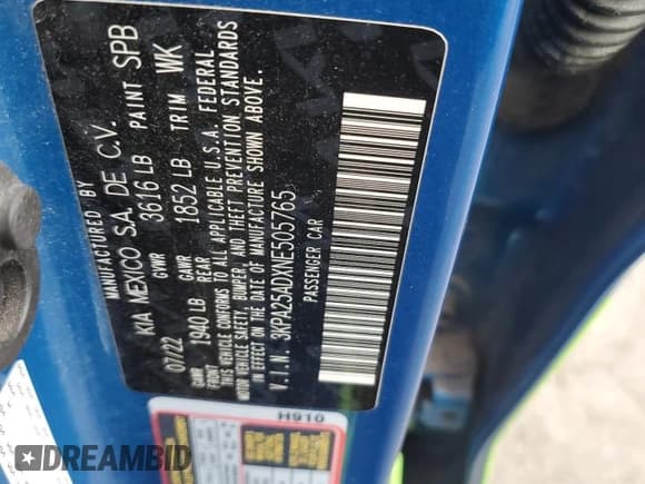 ✅ 2022 Kia Rio S • VIN: 3KPA25ADXNE505765 • Lot: 87249875. Wystawiony na Copart z przebiegiem 113 578 mil. Bezpłatny archiwum sprzedaży aukcyjnych z USA i szczegółowy raport historii pojazdu na DreamBid. Zdjęcie 14.