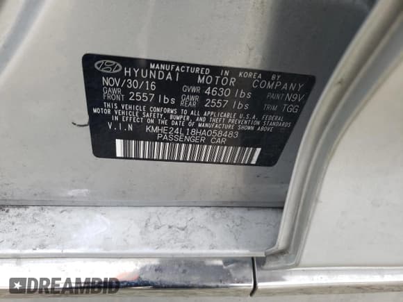 ✅ 2017 Hyundai Sonata SE • VIN: KMHE24L18HA058483 • Лот: 54292492. Опубликован ранее на Copart с пробегом 83 466 миль. Бесплатный доступ к архиву аукционных продаж из США и подробный отчёт об истории автомобиля на DreamBid. Изображение 10.