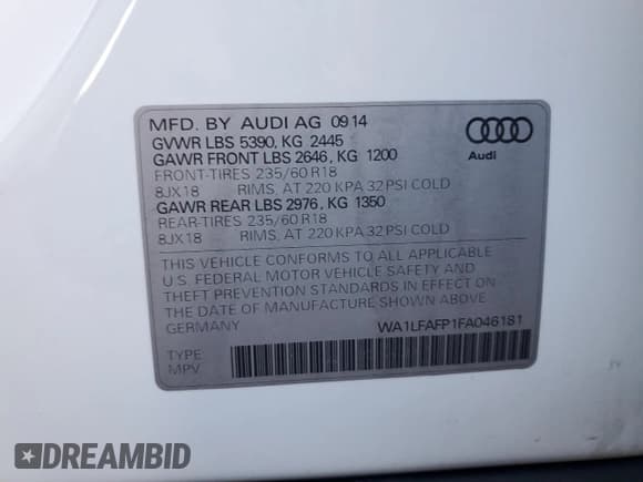 ✅ 2015 Audi Q5 Premium Plus • VIN: WA1LFAFP1FA046181 • Лот: 91477515. Опубликован ранее на Copart с пробегом 106 413 миль. Бесплатный доступ к архиву аукционных продаж из США и подробный отчёт об истории автомобиля на DreamBid. Изображение 13.