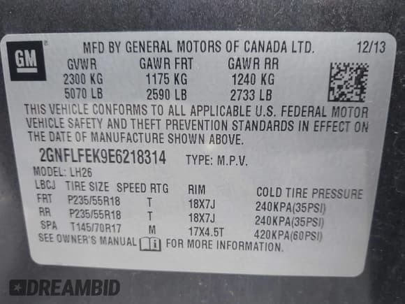 ✅ 2014 Chevrolet Equinox LT • VIN: 2GNFLFEK9E6218314 • Lot: 43696636. Wystawiony na IAAI z przebiegiem 113 391 mil. Bezpłatny archiwum sprzedaży aukcyjnych z USA i szczegółowy raport historii pojazdu na DreamBid. Zdjęcie 9.