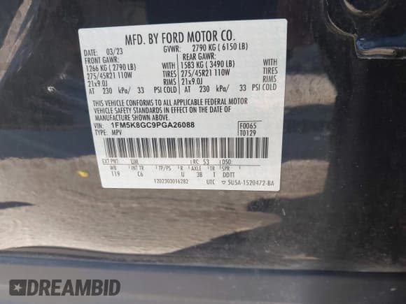 ✅ 2023 Ford Explorer ST • VIN: 1FM5K8GC9PGA26088 • Lot: 43704091. Wystawiony na IAAI z przebiegiem 41 033 mil. Bezpłatny archiwum sprzedaży aukcyjnych z USA i szczegółowy raport historii pojazdu na DreamBid. Zdjęcie 9.