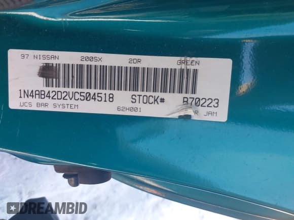 ✅ 1997 Nissan 200SX • VIN: 1N4AB42D2VC504518 • Lot: 41407144. Listed on IAAI with 95,524 mi. Free auction sales archive from the USA and detailed vehicle history report at DreamBid. Image 9.