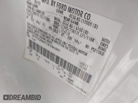 ✅ 2012 Ford F-250 XL • VIN: 1FT7X2B67CEC99355 • Лот: 42014933. Опубликован ранее на IAAI с пробегом 91 157 миль. Бесплатный доступ к архиву аукционных продаж из США и подробный отчёт об истории автомобиля на DreamBid. Изображение 9.