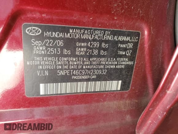 ✅ 2007 Hyundai Sonata GLS • VIN: 5NPET46C97H230932 • Лот: 78458214. Опубликован ранее на Copart с пробегом 170 000 миль. Бесплатный доступ к архиву аукционных продаж из США и подробный отчёт об истории автомобиля на DreamBid. Изображение 12.