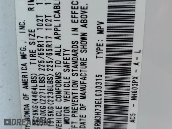 ✅ 2014 Honda CR-V EX-L • VIN: 5J6RM3H73EL000315 • Lot: 82486315. Listed on Copart with 155,331 mi. Free auction sales archive from the USA and detailed vehicle history report at DreamBid. Image 13.