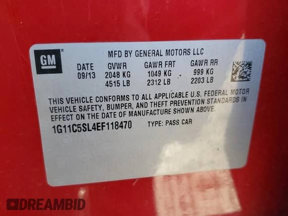 ✅ 2014 Chevrolet Malibu LT • VIN: 1G11C5SL4EF118470 • Лот: 91427215. Опубликован ранее на Copart с пробегом 212 290 миль. Бесплатный доступ к архиву аукционных продаж из США и подробный отчёт об истории автомобиля на DreamBid. Изображение 12.