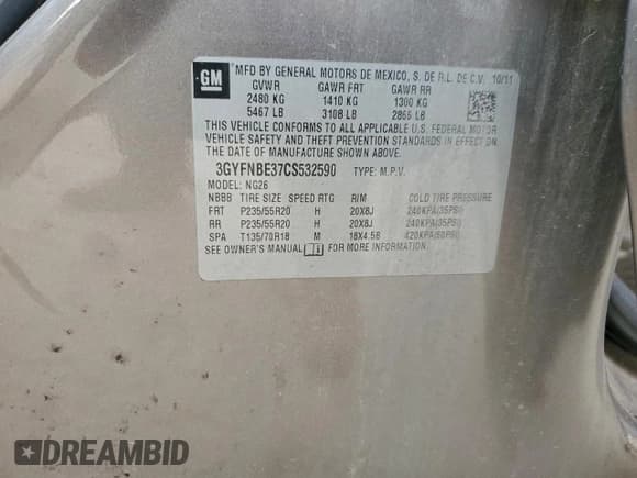 ✅ 2012 Cadillac SRX Performance Collection • VIN: 3GYFNBE37CS532590 • Lot: 94237585. Listed on Copart with 166,412 mi. Free auction sales archive from the USA and detailed vehicle history report at DreamBid. Image 13.