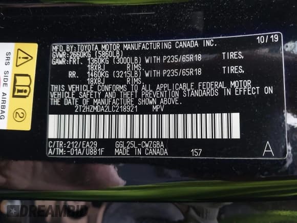 ✅ 2020 Lexus RX 350 • VIN: 2T2HZMDA2LC218921 • Lot: 43583192. Listed on IAAI with 90,515 mi. Free auction sales archive from the USA and detailed vehicle history report at DreamBid. Image 9.