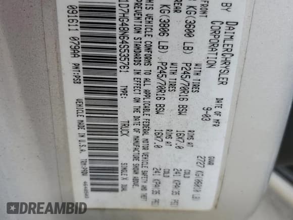 ✅ 2004 Dodge Dakota SLT • VIN: 1D7HG48N64S535761 • Lot: 84379954. Wystawiony na Copart z przebiegiem 196 104 mil. Bezpłatny archiwum sprzedaży aukcyjnych z USA i szczegółowy raport historii pojazdu na DreamBid. Zdjęcie 12.