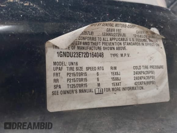 ✅ 2002 Chevrolet Venture Value 1SV • VIN: 1GNDU23E72D164048 • Lot: 40905767. Listed on IAAI with 168,468 mi. Free auction sales archive from the USA and detailed vehicle history report at DreamBid. Image 9.