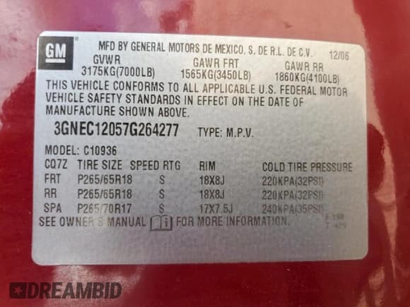 ✅ 2007 Chevrolet Avalanche LTZ • VIN: 3GNEC12057G264277 • Lot: 62430175. Listed on Copart with 170,283 mi. Free auction sales archive from the USA and detailed vehicle history report at DreamBid. Image 12.