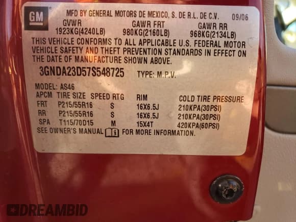 ✅ 2007 Chevrolet HHR LT • VIN: 3GNDA23D57S548725 • Lot: 81472484. Listed on Copart with 107,445 mi. Free auction sales archive from the USA and detailed vehicle history report at DreamBid. Image 13.