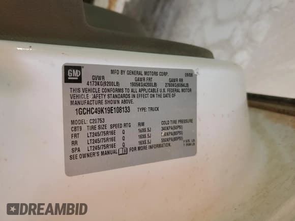 ✅ 2009 Chevrolet Silverado 2500HD Work Truck • VIN: 1GCHC49K19E108133 • Лот: 69440865. Опубликован ранее на Copart с пробегом 358 476 миль. Бесплатный доступ к архиву аукционных продаж из США и подробный отчёт об истории автомобиля на DreamBid. Изображение 12.