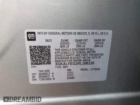 ✅ 2024 GMC Terrain AT4 • VIN: 3GKALYEG1RL166130 • Lot: 59557515. Listed on Copart with 15,319 mi. Free auction sales archive from the USA and detailed vehicle history report at DreamBid. Image 13.