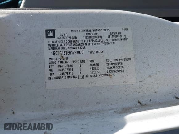 ✅ 2005 Chevrolet Express Cargo • VIN: 1GCFG15T651238970 • Lot: 42141600. Listed on IAAI with 138,534 mi. Free auction sales archive from the USA and detailed vehicle history report at DreamBid. Image 9.