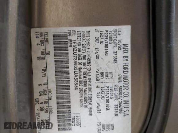 ✅ 2003 Ford Explorer XLT • VIN: 1FMZU73W03UA58560 • Lot: 87354824. Listed on Copart with 157,052 mi. Free auction sales archive from the USA and detailed vehicle history report at DreamBid. Image 13.