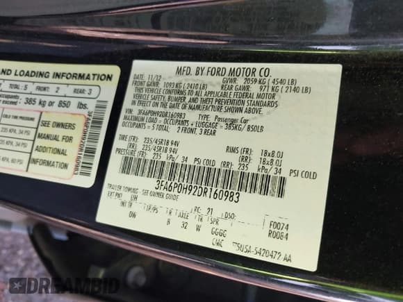 ✅ 2013 Ford Fusion SE • VIN: 3FA6P0H92DR160983 • Lot: 40765682. Wystawiony na IAAI z przebiegiem 204 247 mil. Bezpłatny archiwum sprzedaży aukcyjnych z USA i szczegółowy raport historii pojazdu na DreamBid. Zdjęcie 9.