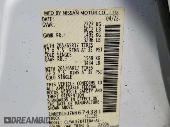 ✅ 2022 Nissan Frontier SV • VIN: 1N6ED1EJ7NN674381 • Лот: 71466775. Опубликован ранее на Copart с пробегом 65 668 миль. Бесплатный доступ к архиву аукционных продаж из США и подробный отчёт об истории автомобиля на DreamBid. Изображение 12.