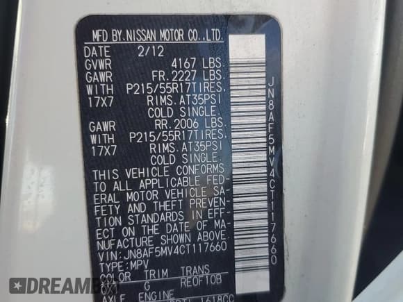 ✅ 2012 Nissan Juke SL • VIN: JN8AF5MV4CT117660 • Lot: 91211695. Wystawiony na Copart z przebiegiem Nie podano. Bezpłatny archiwum sprzedaży aukcyjnych z USA i szczegółowy raport historii pojazdu na DreamBid. Zdjęcie 12.