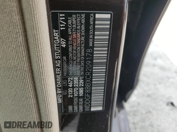 ✅ 2012 Mercedes-Benz C 300 Sport • VIN: WDDGF8BBXCR209178 • Lot: 59713565. Listed on Copart with 86,149 mi. Free auction sales archive from the USA and detailed vehicle history report at DreamBid. Image 12.