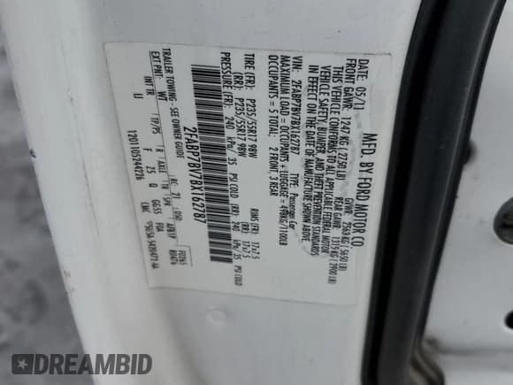 ✅ 2011 Ford Police Interceptor • VIN: 2FABP7BV7BX162787 • Lot: 59186925. Listed on Copart with 165,969 mi. Free auction sales archive from the USA and detailed vehicle history report at DreamBid. Image 12.