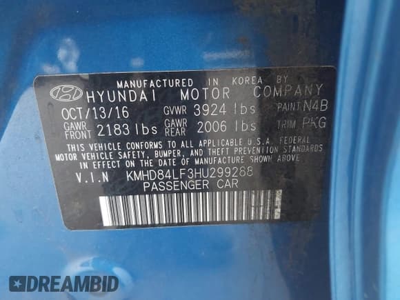 ✅ 2017 Hyundai Elantra SE • VIN: KMHD84LF3HU299288 • Lot: 42995021. Wystawiony na IAAI z przebiegiem 79 556 mil. Bezpłatny archiwum sprzedaży aukcyjnych z USA i szczegółowy raport historii pojazdu na DreamBid. Zdjęcie 9.