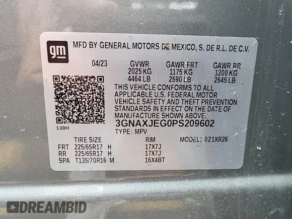 ✅ 2023 Chevrolet Equinox LT • VIN: 3GNAXJEG0PS209602 • Лот: 42566168. Опубликован ранее на IAAI с пробегом 4 268 миль. Бесплатный доступ к архиву аукционных продаж из США и подробный отчёт об истории автомобиля на DreamBid. Изображение 1.