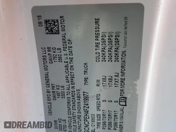 ✅ 2015 Chevrolet Silverado 1500 LS • VIN: 1GCNCPEH4FZ419977 • Лот: 82628854. Опубликован ранее на Copart с пробегом 139 017 миль. Бесплатный доступ к архиву аукционных продаж из США и подробный отчёт об истории автомобиля на DreamBid. Изображение 12.