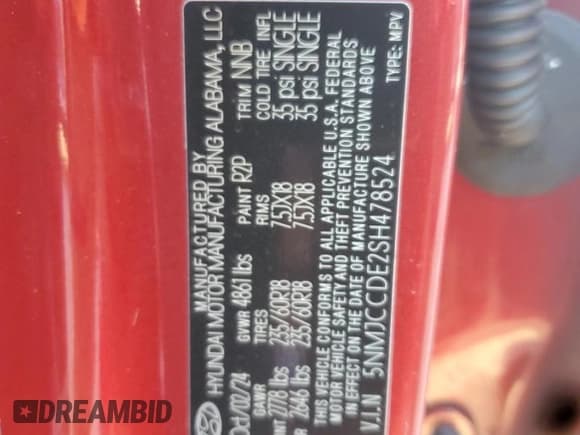 ✅ 2025 Hyundai Tucson SEL Convenience • VIN: 5NMJCCDE2SH478524 • Lot: 84198385. Wystawiony na Copart z przebiegiem 7 574 mil. Bezpłatny archiwum sprzedaży aukcyjnych z USA i szczegółowy raport historii pojazdu na DreamBid. Zdjęcie 12.