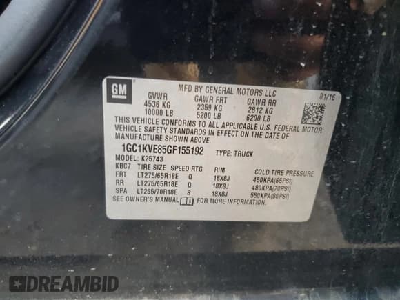 ✅ 2016 Chevrolet Silverado 2500HD LT • VIN: 1GC1KVE85GF155192 • Lot: 82660145. Wystawiony na Copart z przebiegiem Nie podano. Bezpłatny archiwum sprzedaży aukcyjnych z USA i szczegółowy raport historii pojazdu na DreamBid. Zdjęcie 12.