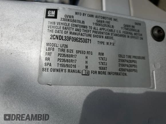 ✅ 2009 Chevrolet Equinox 1LT • VIN: 2CNDL33F096253071 • Лот: 52520625. Опубликован ранее на Copart с пробегом 216 124 миль. Бесплатный доступ к архиву аукционных продаж из США и подробный отчёт об истории автомобиля на DreamBid. Изображение 15.