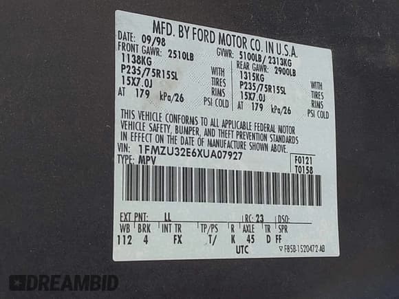 ✅ 1999 Ford Explorer XLT • VIN: 1FMZU32E6XUA07927 • Лот: 41489418. Опубликован ранее на IAAI с пробегом 246 806 миль. Бесплатный доступ к архиву аукционных продаж из США и подробный отчёт об истории автомобиля на DreamBid. Изображение 9.
