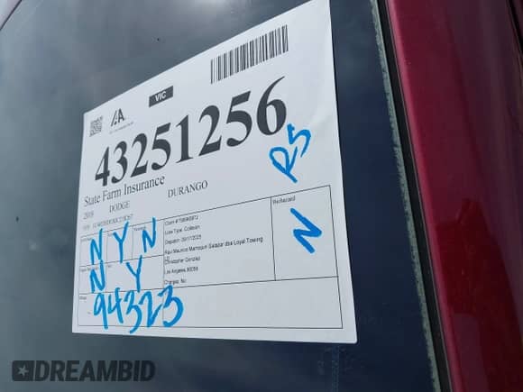 2018 Dodge Durango GT with VIN 1C4RDHDG8JC218267, listed as a IAAI auction lot 43251256 with 94,323 mi miles and . Bid and sale history available at DreamBid. Image 18.