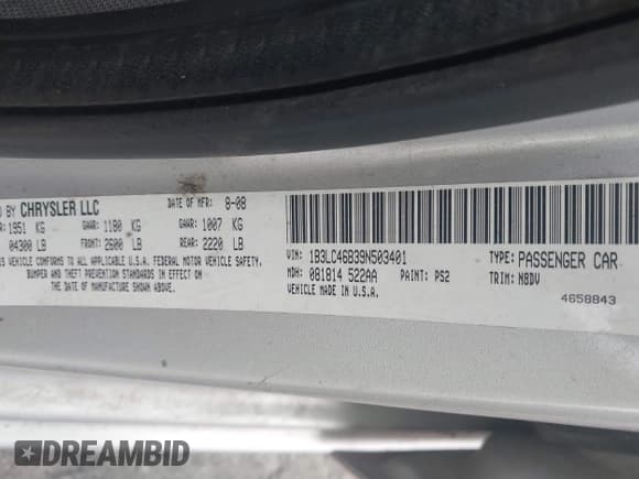 ✅ 2009 Dodge Avenger SE • VIN: 1B3LC46B39N503401 • Lot: 42021016. Wystawiony na IAAI z przebiegiem 194 722 mil. Bezpłatny archiwum sprzedaży aukcyjnych z USA i szczegółowy raport historii pojazdu na DreamBid. Zdjęcie 9.