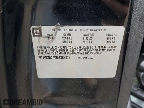 2009 Chevrolet Impala Police Police with VIN 2G1WS57M891283073, listed as a Copart auction lot 57949485 with 138,978 mi miles and Clean title. Bid and sale history available at DreamBid. Image 12.