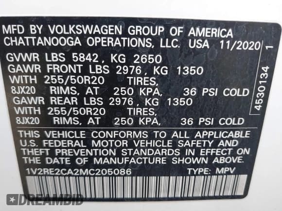 ✅ 2021 Volkswagen Atlas SE • VIN: 1V2RE2CA2MC205086 • Lot: 41902654. Listed on IAAI with 111,024 mi. Free auction sales archive from the USA and detailed vehicle history report at DreamBid. Image 9.