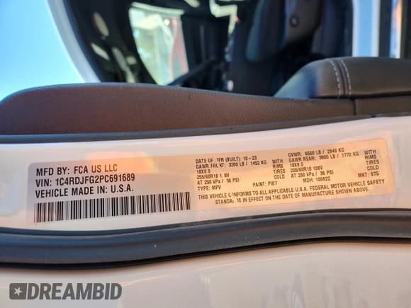 ✅ 2023 Dodge Durango Pursuit • VIN: 1C4RDJFG2PC691689 • Lot: 81034015. Listed on Copart with 68,385 mi. Free auction sales archive from the USA and detailed vehicle history report at DreamBid. Image 13.