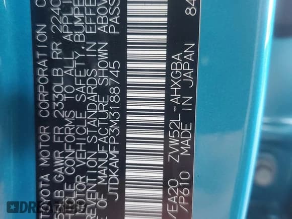 ✅ 2021 Toyota Prius LE • VIN: JTDKAMFP3M3188745 • Lot: 91725425. Listed on Copart with 62,271 mi. Free auction sales archive from the USA and detailed vehicle history report at DreamBid. Image 13.