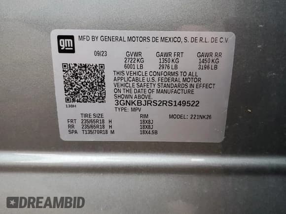 ✅ 2024 Chevrolet Blazer LT • VIN: 3GNKBJRS2RS149522 • Lot: 92286985. Listed on Copart with 33,868 mi. Free auction sales archive from the USA and detailed vehicle history report at DreamBid. Image 13.