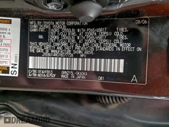 ✅ 2007 Toyota 4Runner SR5 • VIN: JTEBU14R078077728 • Lot: 94196685. Wystawiony na Copart z przebiegiem 282 431 mil. Bezpłatny archiwum sprzedaży aukcyjnych z USA i szczegółowy raport historii pojazdu na DreamBid. Zdjęcie 13.