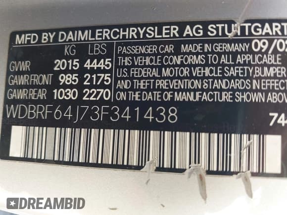 ✅ 2003 Mercedes-Benz C 320 • VIN: WDBRF64J73F341438 • Lot: 42371572. Wystawiony na IAAI z przebiegiem 228 061 mil. Bezpłatny archiwum sprzedaży aukcyjnych z USA i szczegółowy raport historii pojazdu na DreamBid. Zdjęcie 9.