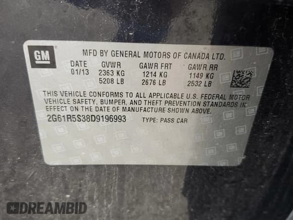 ✅ 2013 Cadillac XTS Luxury • VIN: 2G61R5S38D9196993 • Lot: 68119225. Wystawiony na Copart z przebiegiem 142 498 mil. Bezpłatny archiwum sprzedaży aukcyjnych z USA i szczegółowy raport historii pojazdu na DreamBid. Zdjęcie 12.