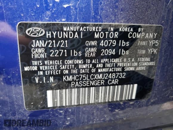 ✅ 2021 Hyundai Ioniq SE • VIN: KMHC75LCXMU248732 • Lot: 85271834. Wystawiony na Copart z przebiegiem 57 935 mil. Bezpłatny archiwum sprzedaży aukcyjnych z USA i szczegółowy raport historii pojazdu na DreamBid. Zdjęcie 12.