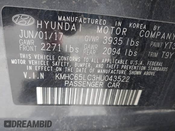 2017 Hyundai Ioniq Blue с VIN KMHC65LC3HU043522, выставлен на аукционе IAAI как лот 43620697 с пробегом 197 553 миль миль и . История ставок и продаж доступна на DreamBid. Изображение 9.