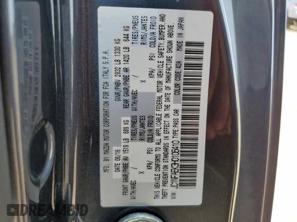 ✅ 2017 FIAT 124 Spider Lusso • VIN: JC1NFAEK3H0106410 • Lot: 64461015. Listed on Copart with 15,171 mi. Free auction sales archive from the USA and detailed vehicle history report at DreamBid. Image 12.